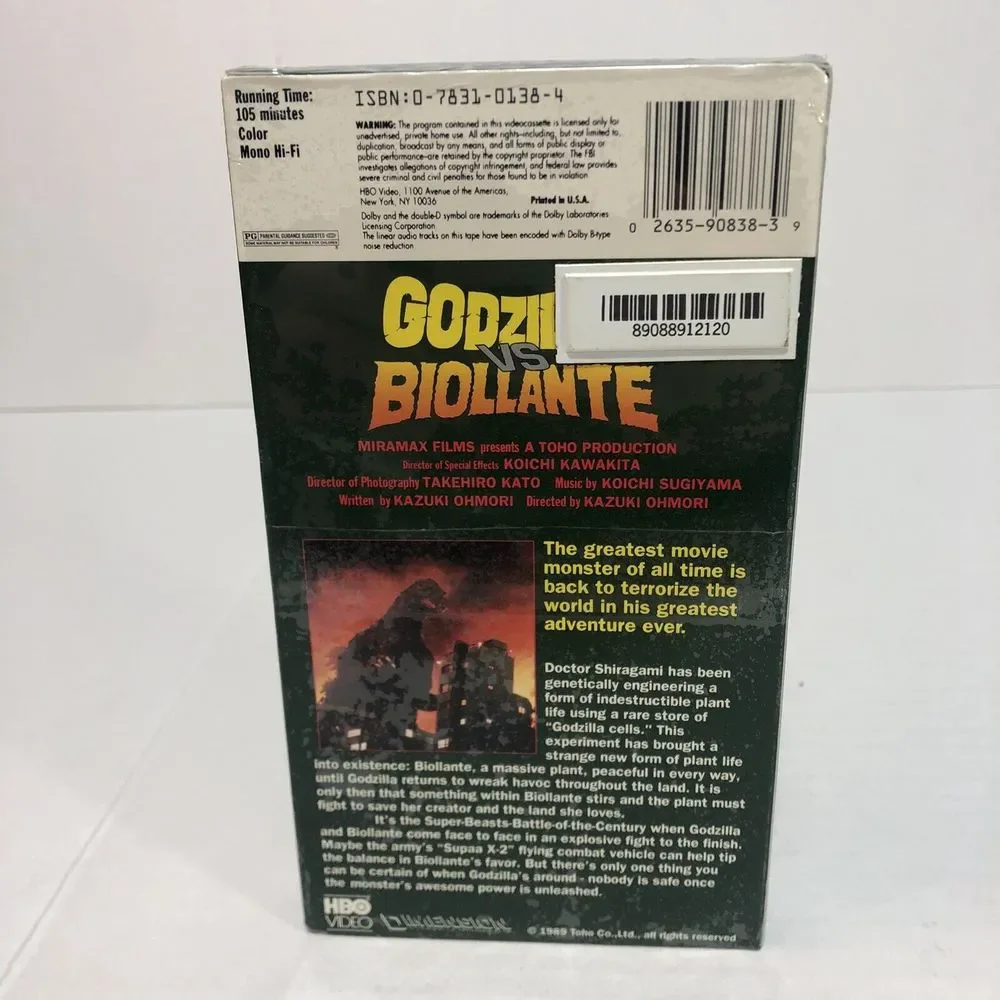 Godzilla Vs. Biollante (VHS, 1989) Factory Sealed HBO Video First Print - Picture 3 of 7